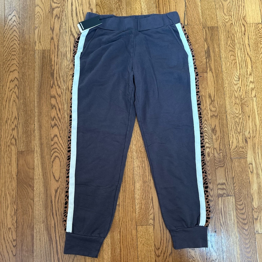 Monrow Black Joggers with White Side Stripes